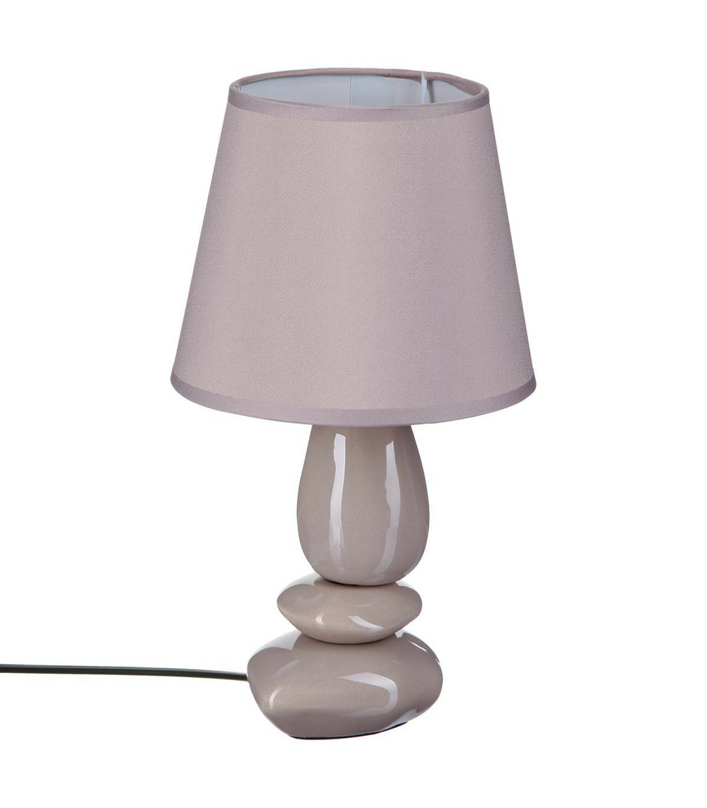 Lampe à poser pied en céramique abat-jour en coton h 30 cm