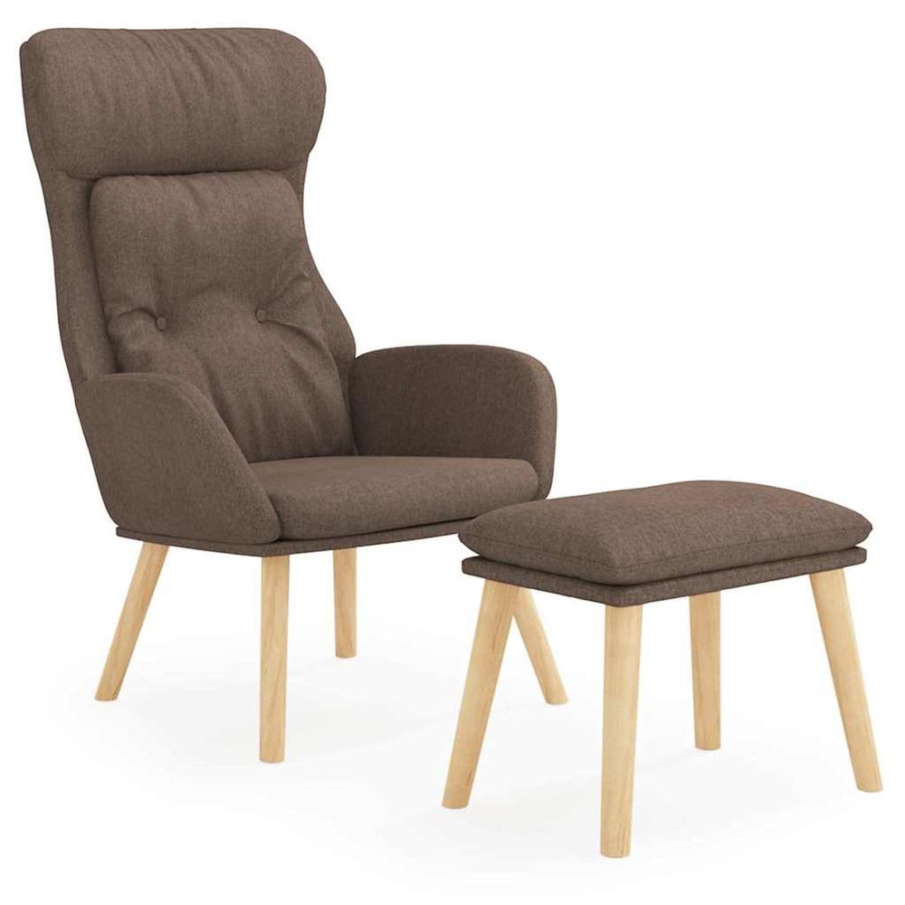 Chaise de relaxation avec repose-pied taupe tissu