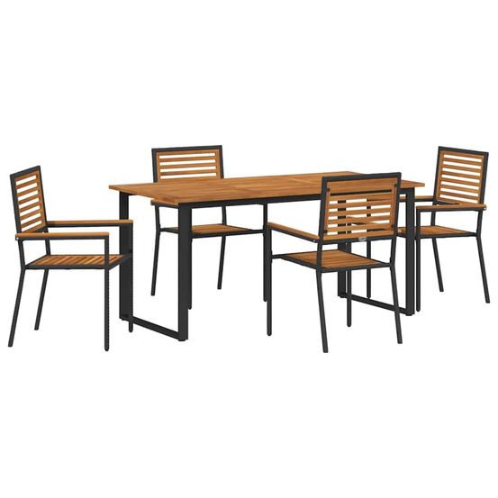 Ensemble de salle à manger pour jardin 5 pc noir