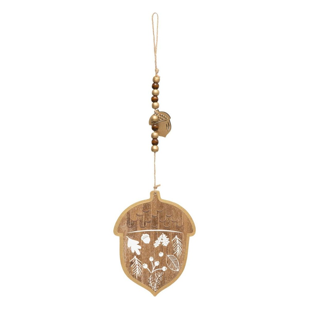 Décoration de sapin en bois gland déco marron or 35cm