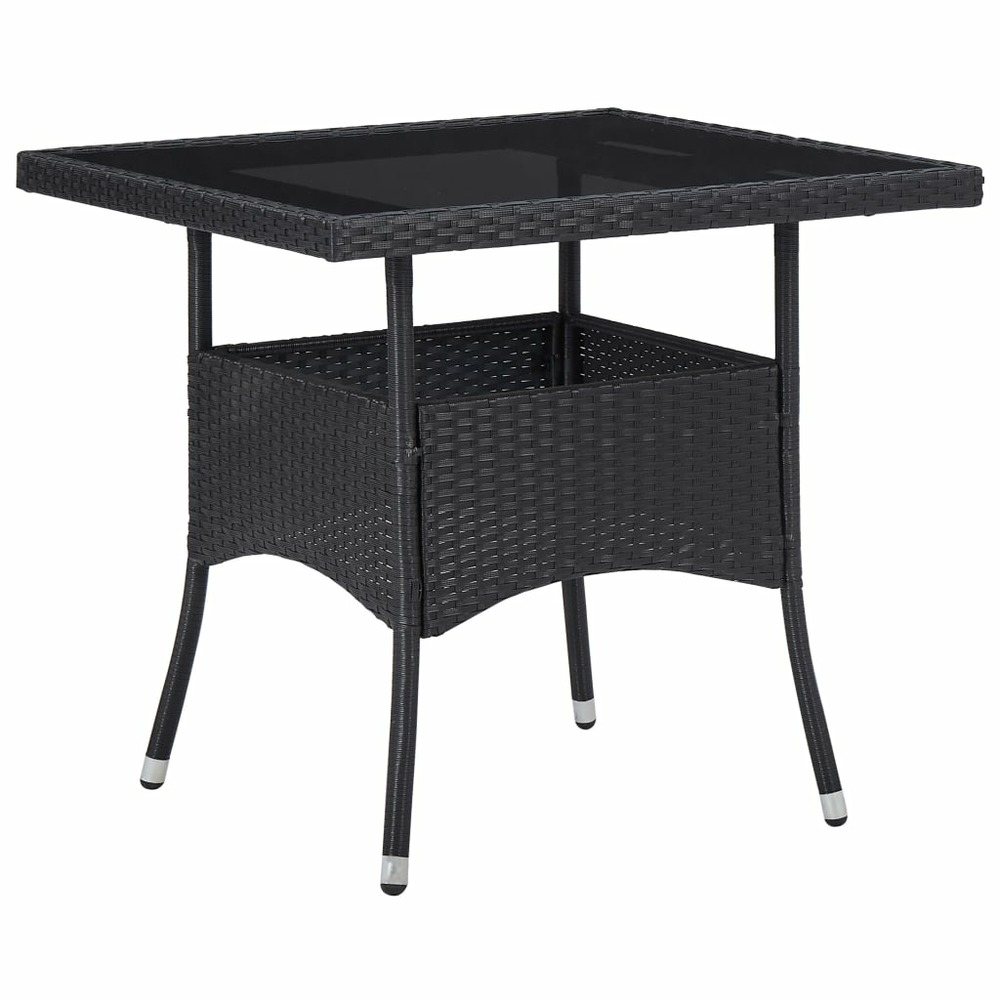 Ensemble à manger de jardin 3 pcs noir résine tressée et acacia