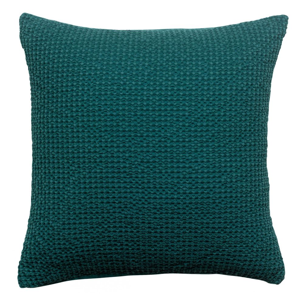 Coussin stonewashed maia petrole 45 x 45 cm