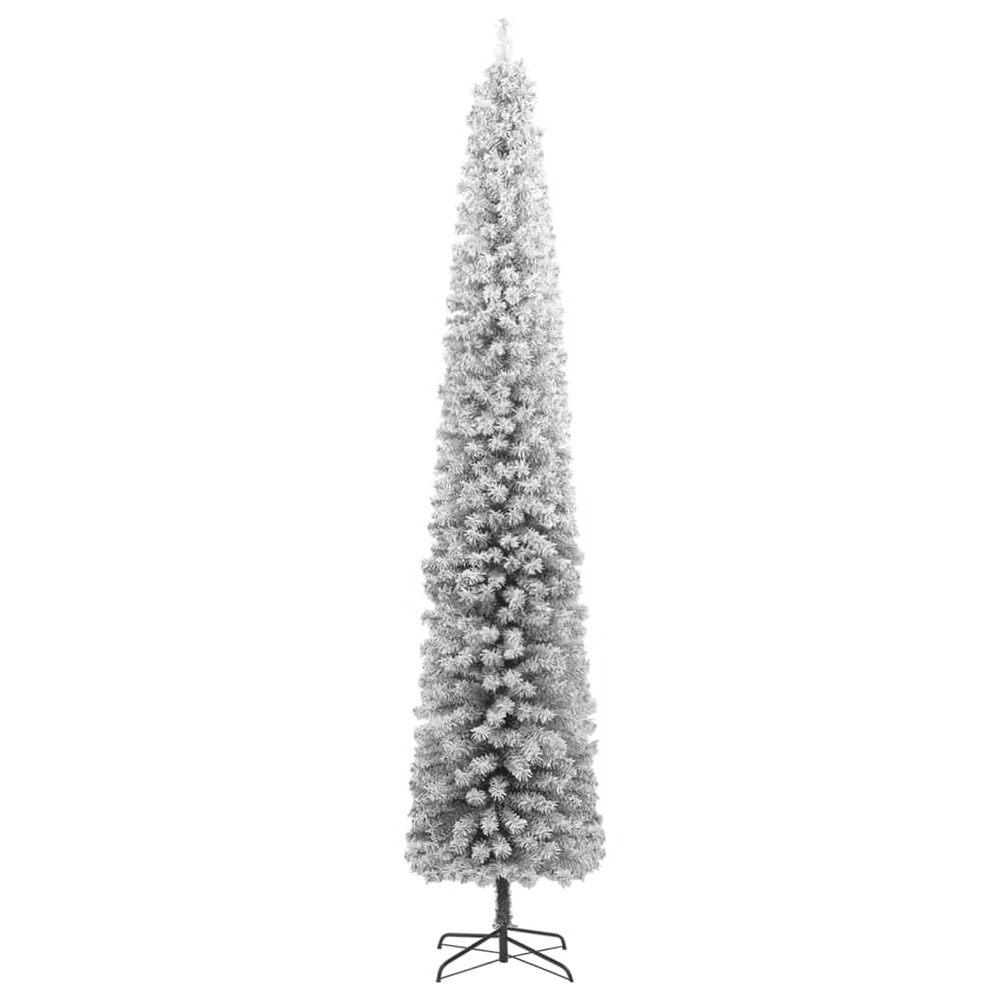 Sapin de noël mince avec support et flocon de neige 300 cm pvc