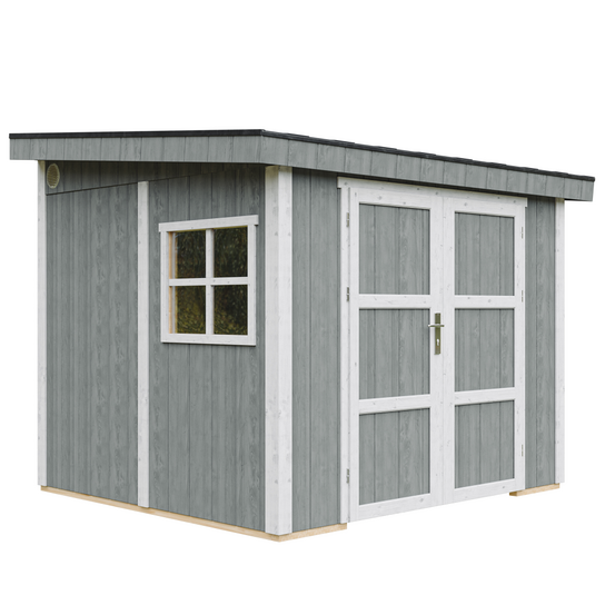 Abri de jardin qualité premium 5,9 m² - h231x248x294 cm - sans plancher e paroi latérale - timbela m938b-cavern steel