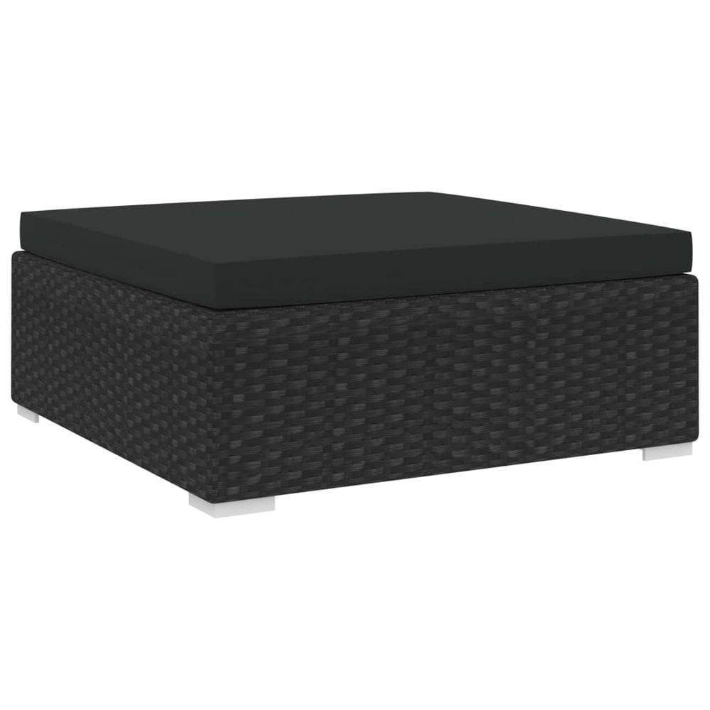 Repose-pied sectionnel 1 pc avec coussin résine tressée noir