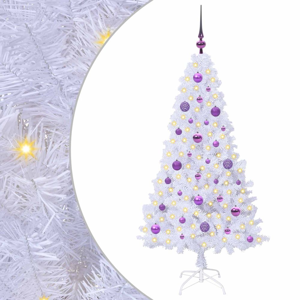 Sapin de noël artificiel blanc 150 cm pvc et acier