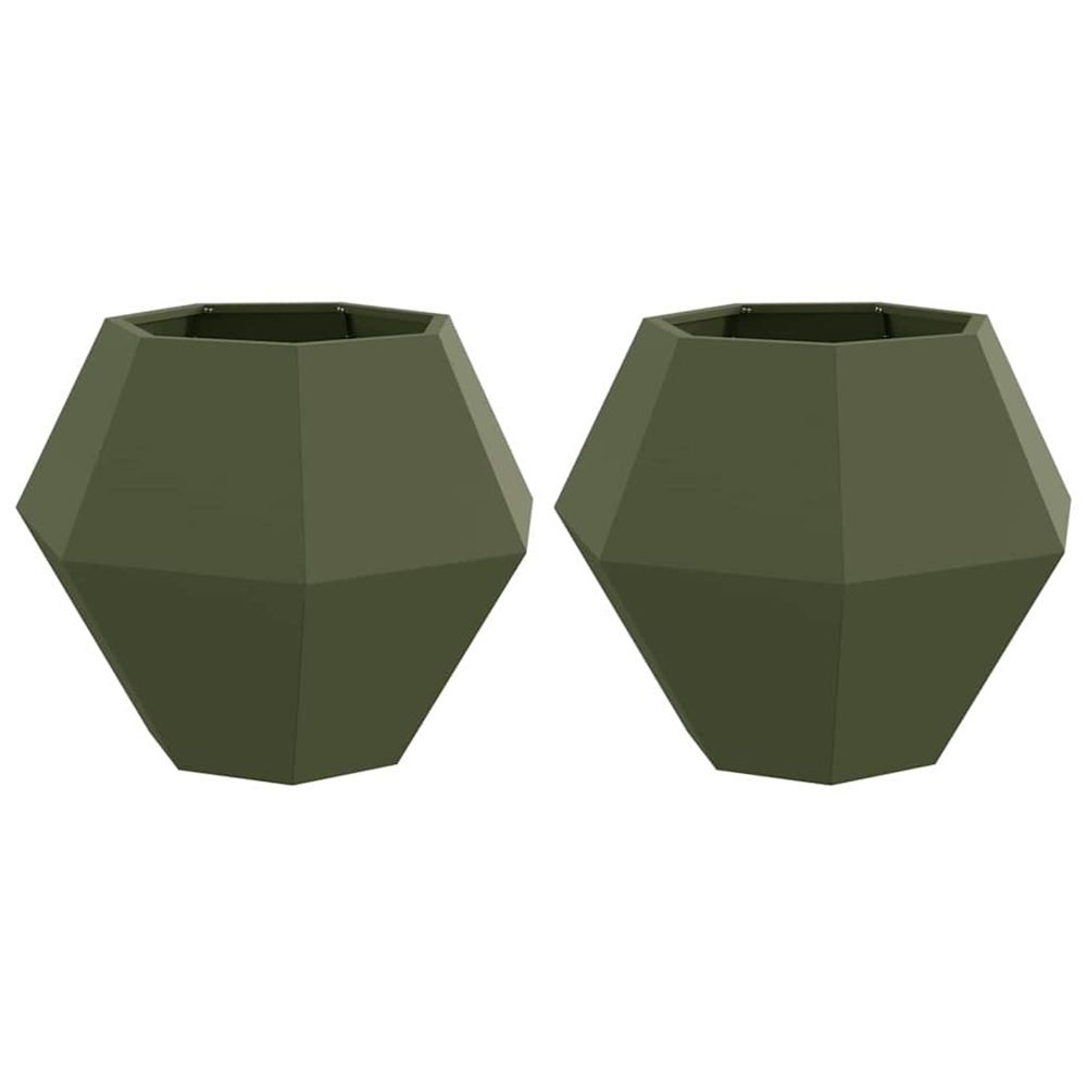 Jardinière d'extérieur 2 pc vert olive 75 x 75 x 60 cm acier