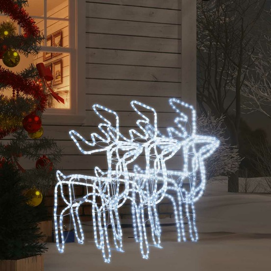 Rennes de noël 3 pcs blanc froid 76x42x87 cm