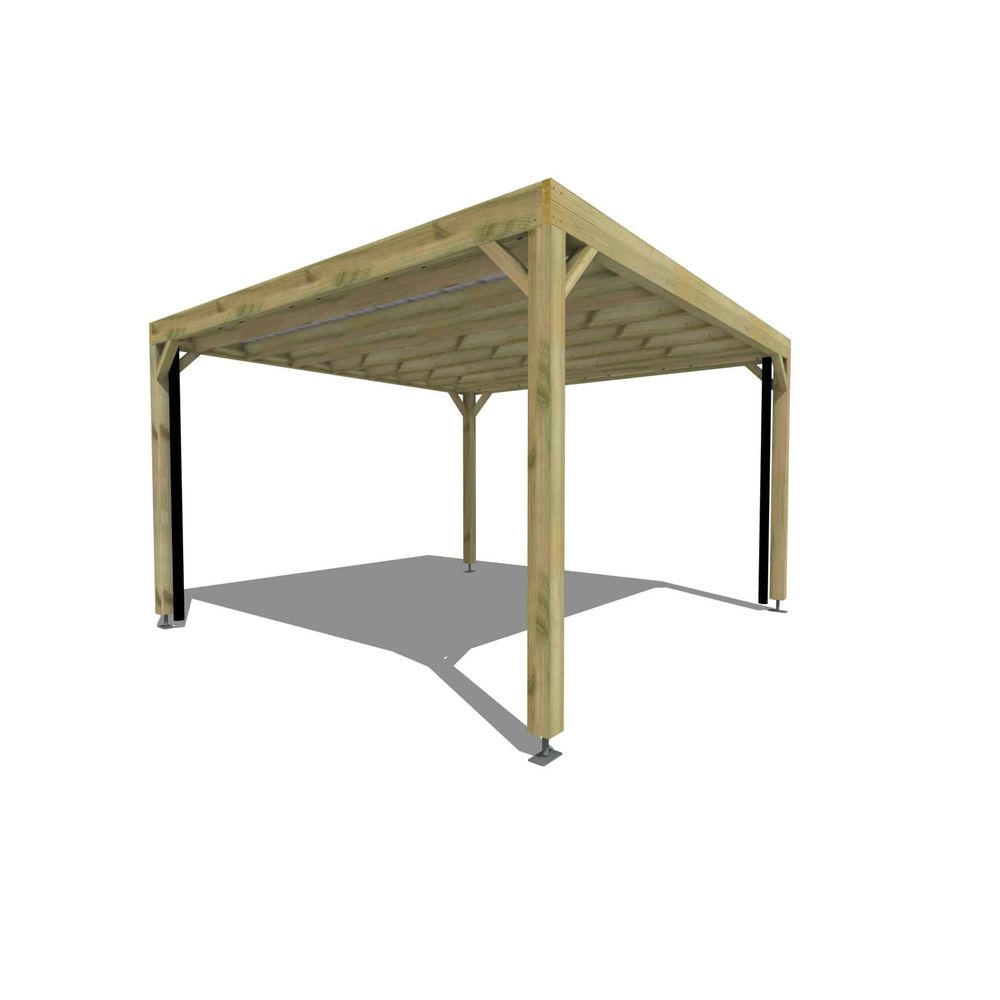 Carport bois autoportant 16 m² • 4 x 4 m • hauteur de passage 2,37 m • sens profondeur • livraison comprise