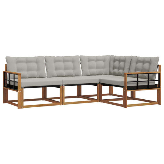 Ensemble de canapés d'extérieur 4 pcs gris naturel et clair