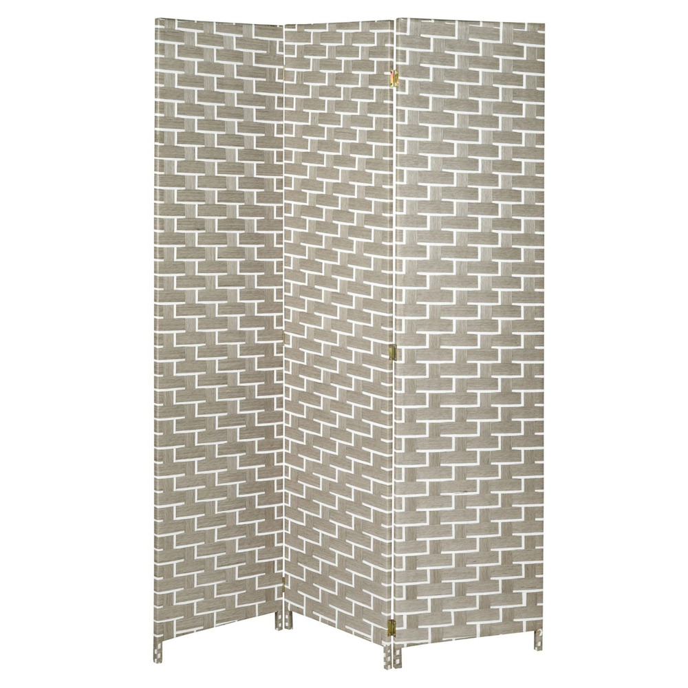 Paravent en nylon blanc et gris clair 3 panneaux