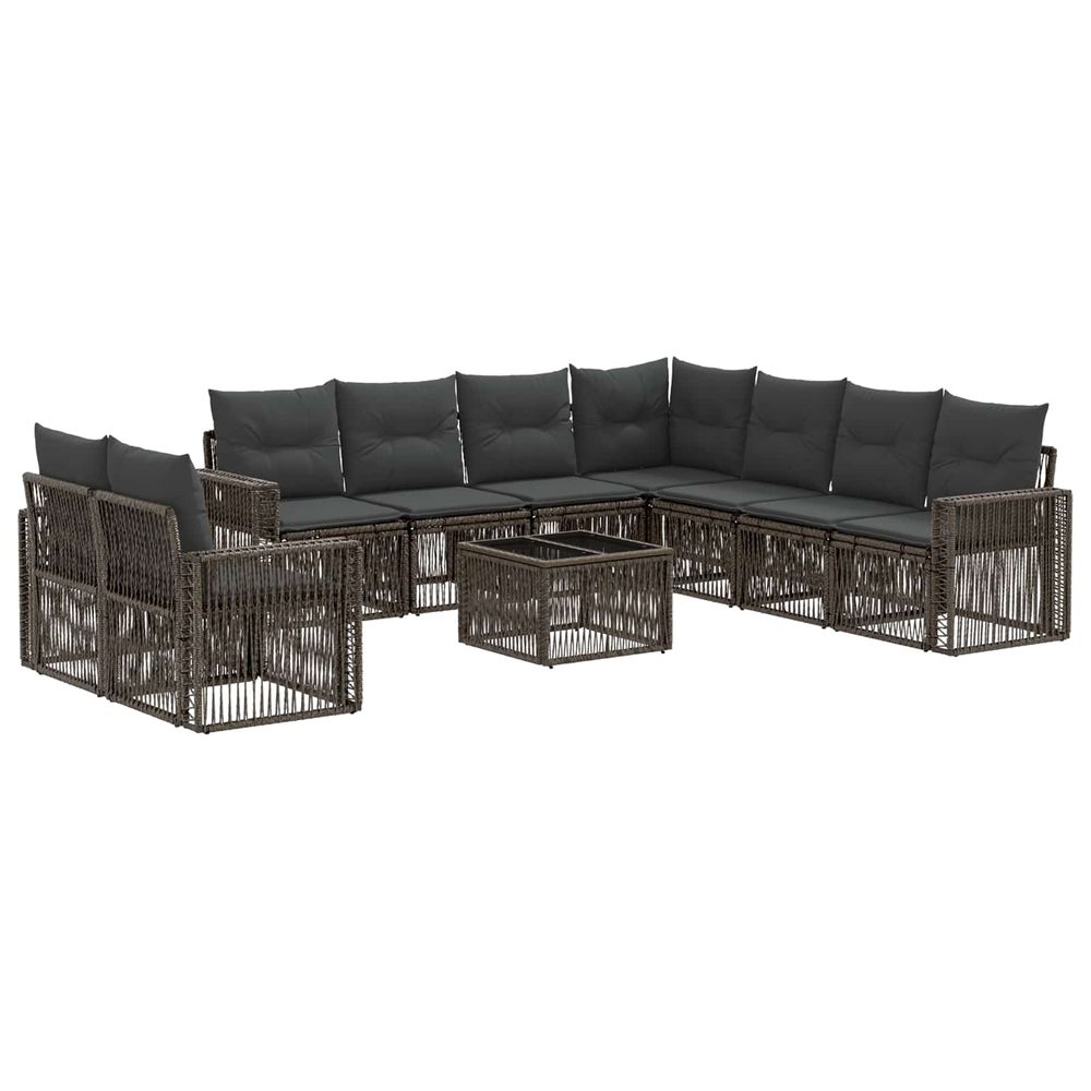 Ensemble de canapé de jardin 10 pc gris et gris foncé polyrotin