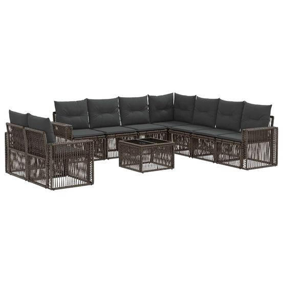 Ensemble de canapé de jardin 10 pc gris et gris foncé polyrotin