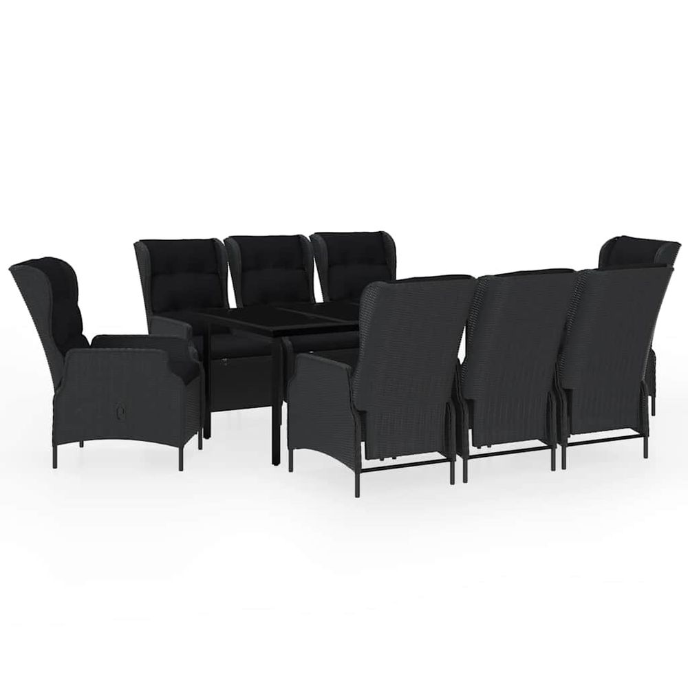 Ensemble à manger de jardin 9 pcs gris foncé