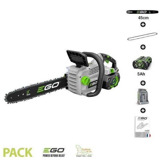 Pack tronconneuse sans fil avec batterie et chargeur guide oregon 45 cm ego power cs1800e