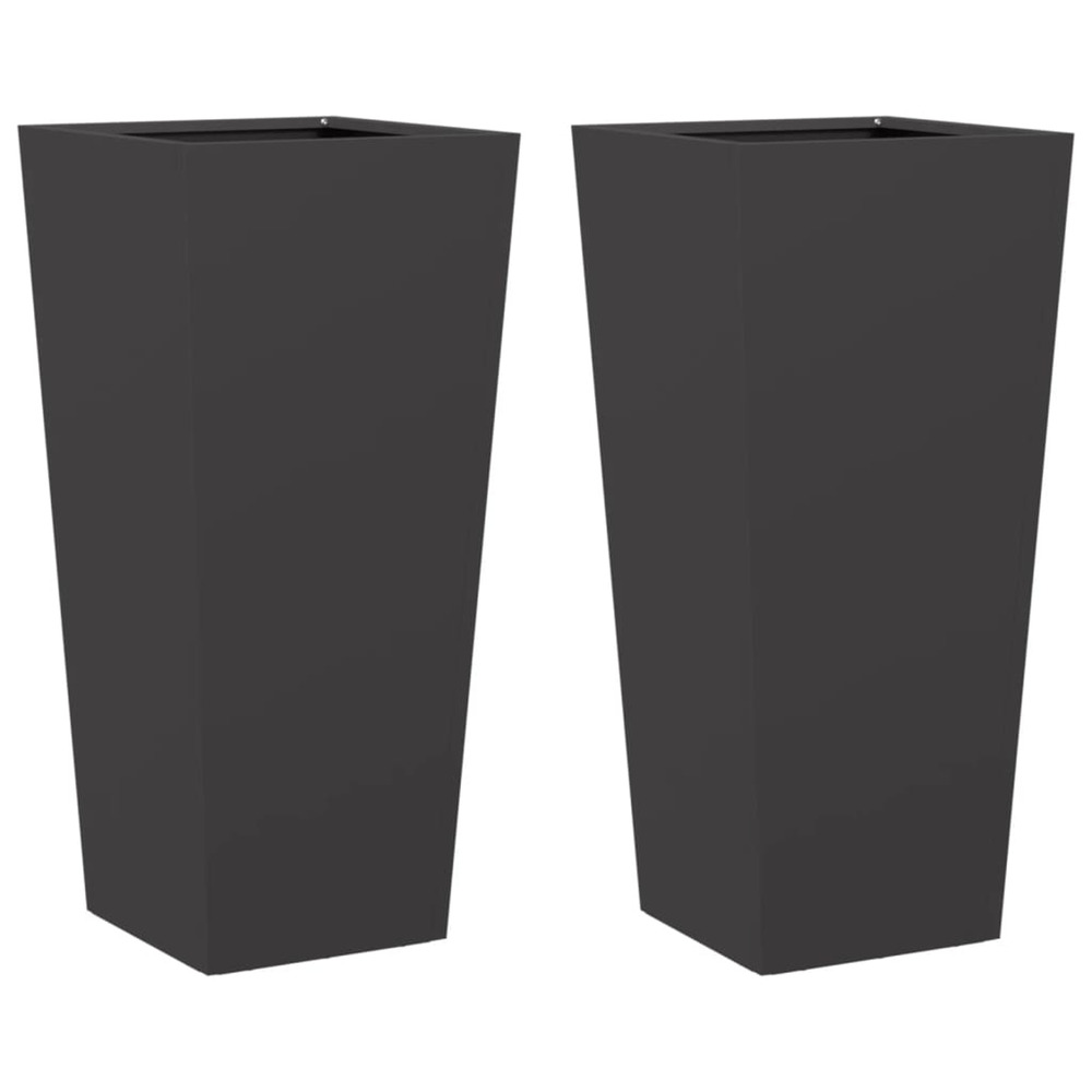 Jardinière d'extérieurs 2 pcs noir 35x35x75 cm acier