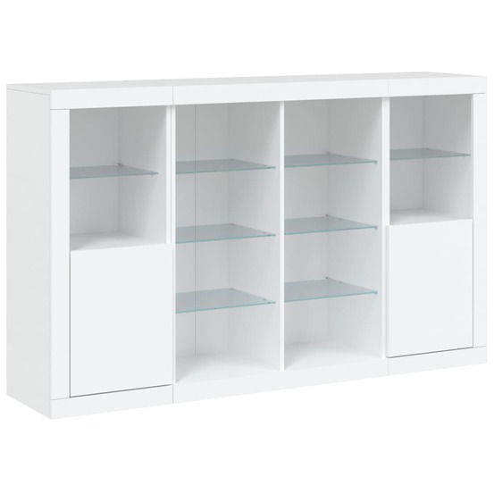 Buffet bahut commode armoire meuble de rangement organisateur cuisine salle de séjour salon avec lumières led 3 pcs bois d'in