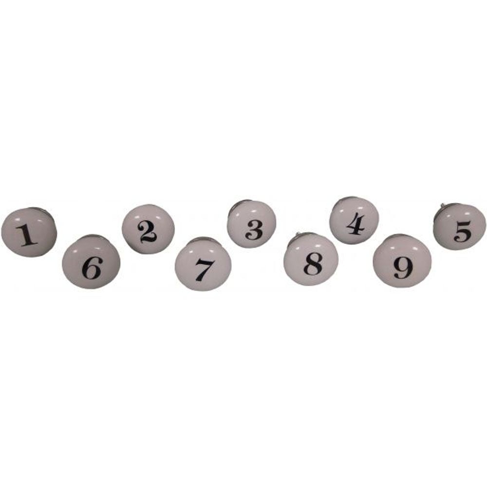 Poignées boutons numéros 1 à 9 (lot de 9)