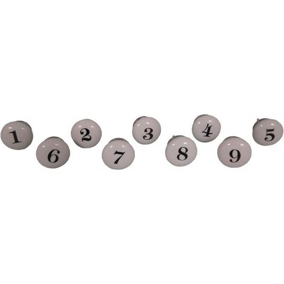 Poignées boutons numéros 1 à 9 (lot de 9)