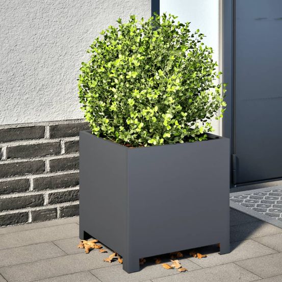 Jardinières carrées acier lot de 2 pour jardin anthracite 40cm