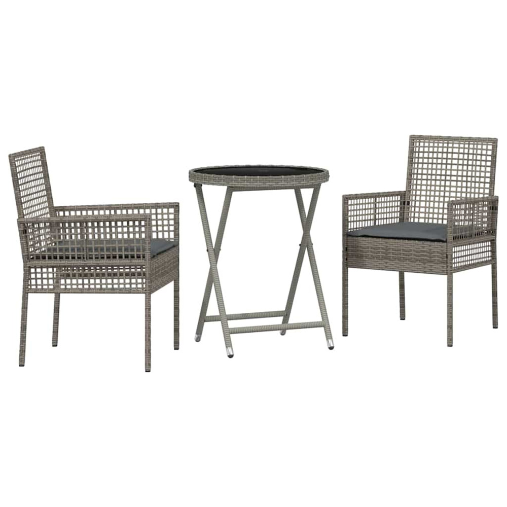 Ensemble bistro de jardin 3 pcs gris polyrotin