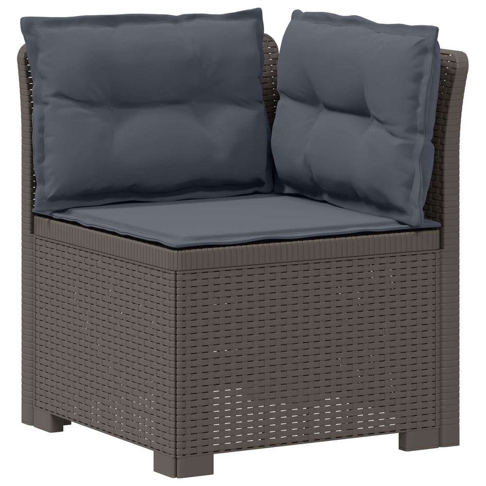 Canapé de jardin 1 place avec coussins look rotin pp gris clair
