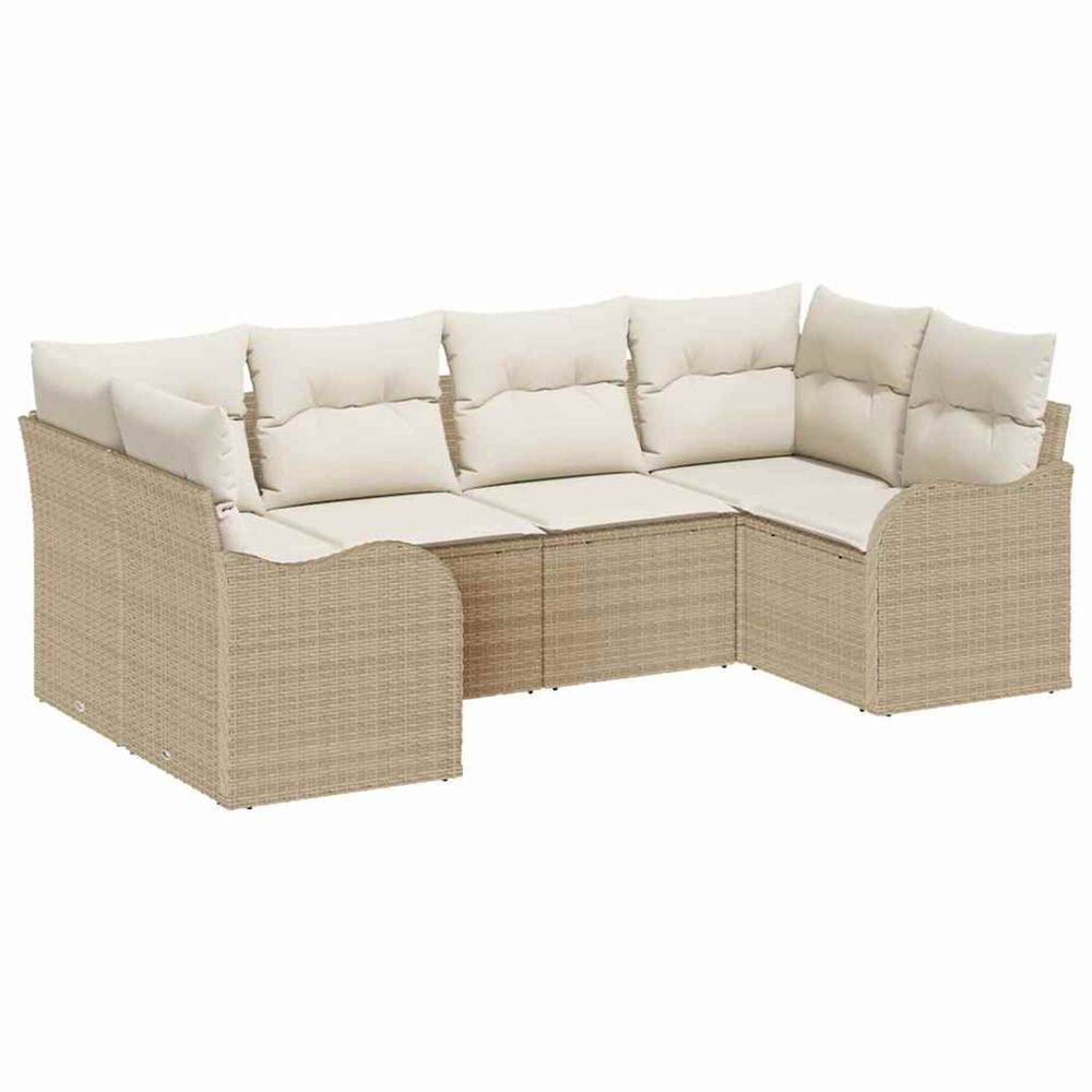 Ensemble de canapé de jardin 6 pc beige et blanc poly rotin