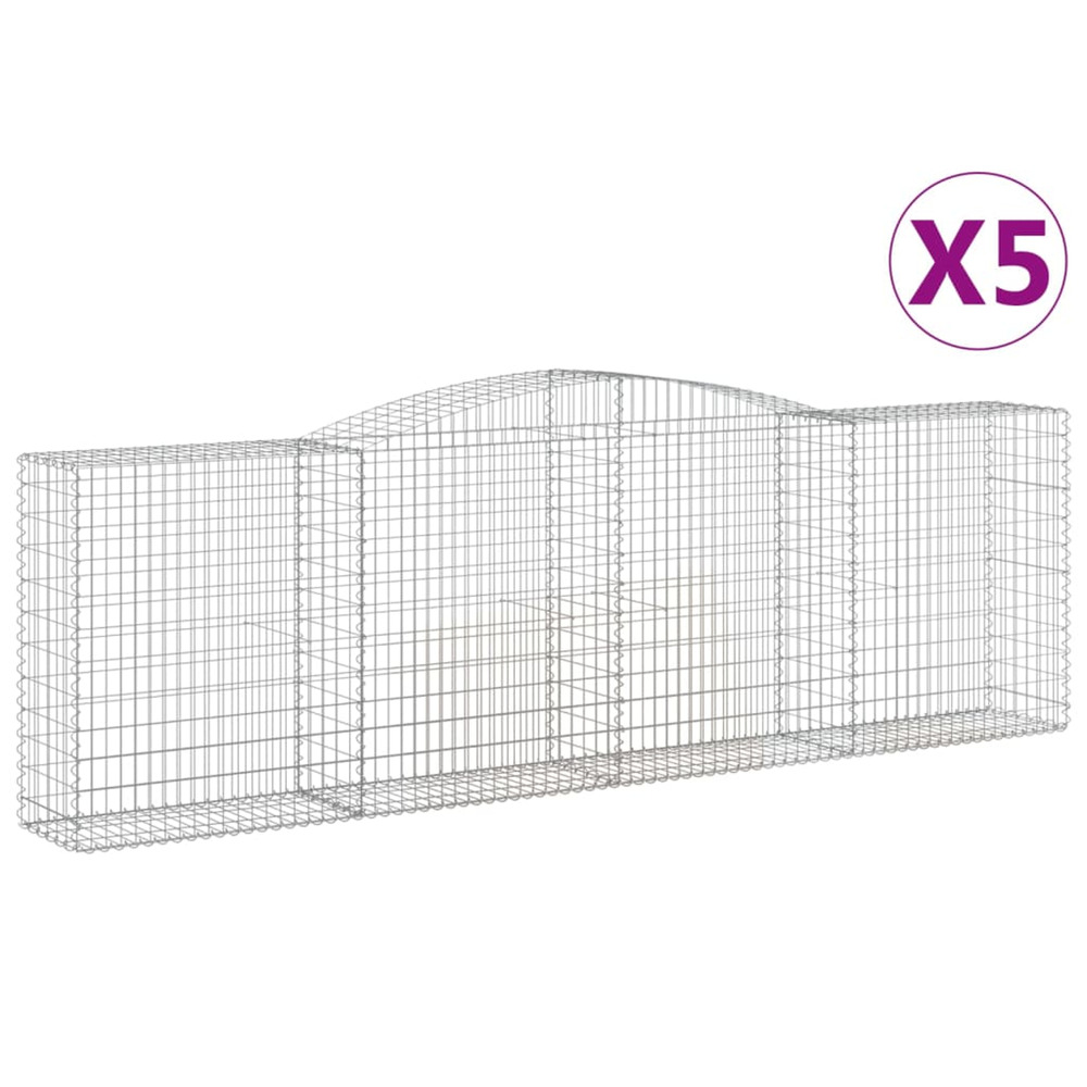 Paniers à gabions arqués 5 pcs 400x50x120/140 cm fer galvanisé