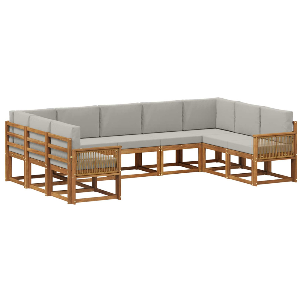 Ensemble de canapés d'extérieur 9 pcs naturel et gris clair