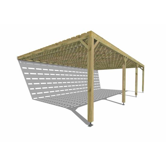 Pergola bois • 9m x 5m • adossée • sens profondeur • platelage bois • livraison comprise