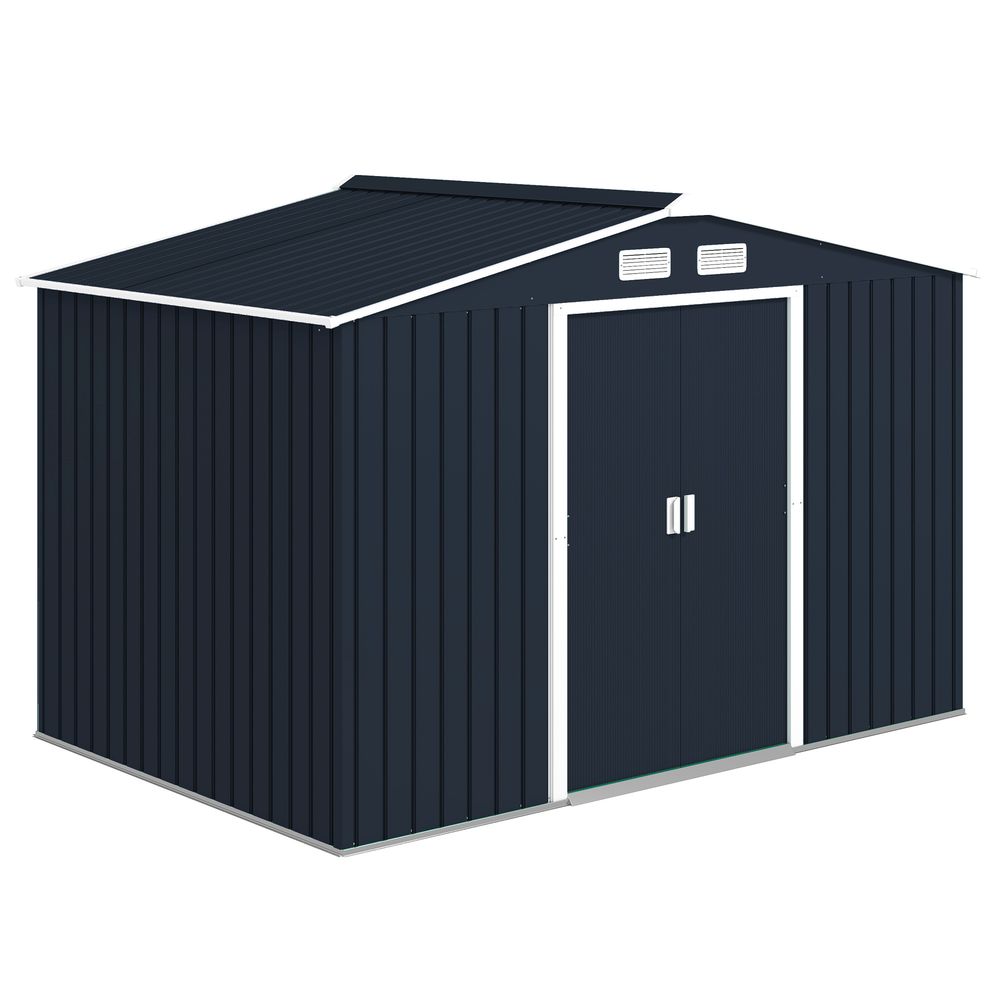 Abri de jardin acier 2,77x1,95x1,92 m gris anthracite rangement outils portes coulissantes - comfortxl outdoor living