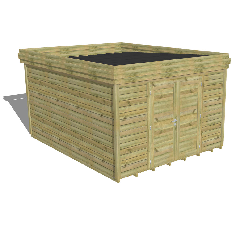 Abri de jardin bois pin traité autoclave 27mm - 3,44x4,34m / 15m2 - bac acier - plancher bois