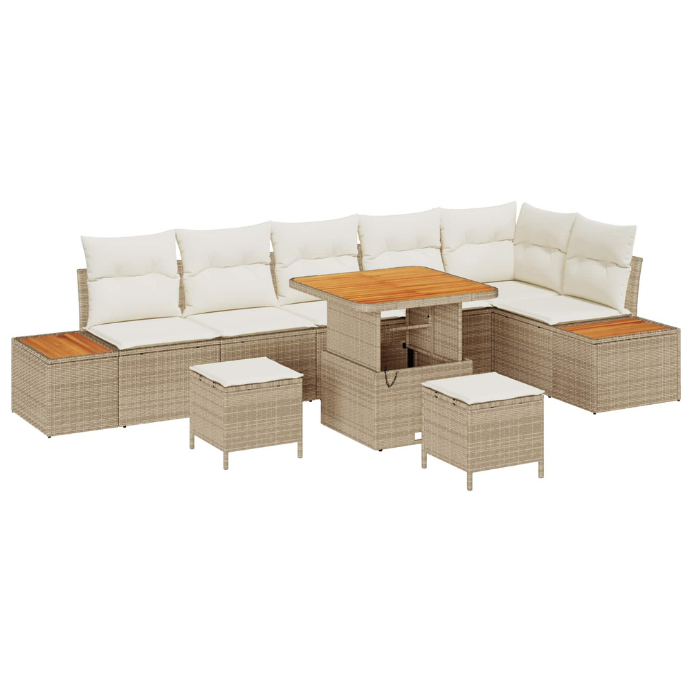 Ensemble de canapé de jardin avec coussin 9 pcs beige et crème