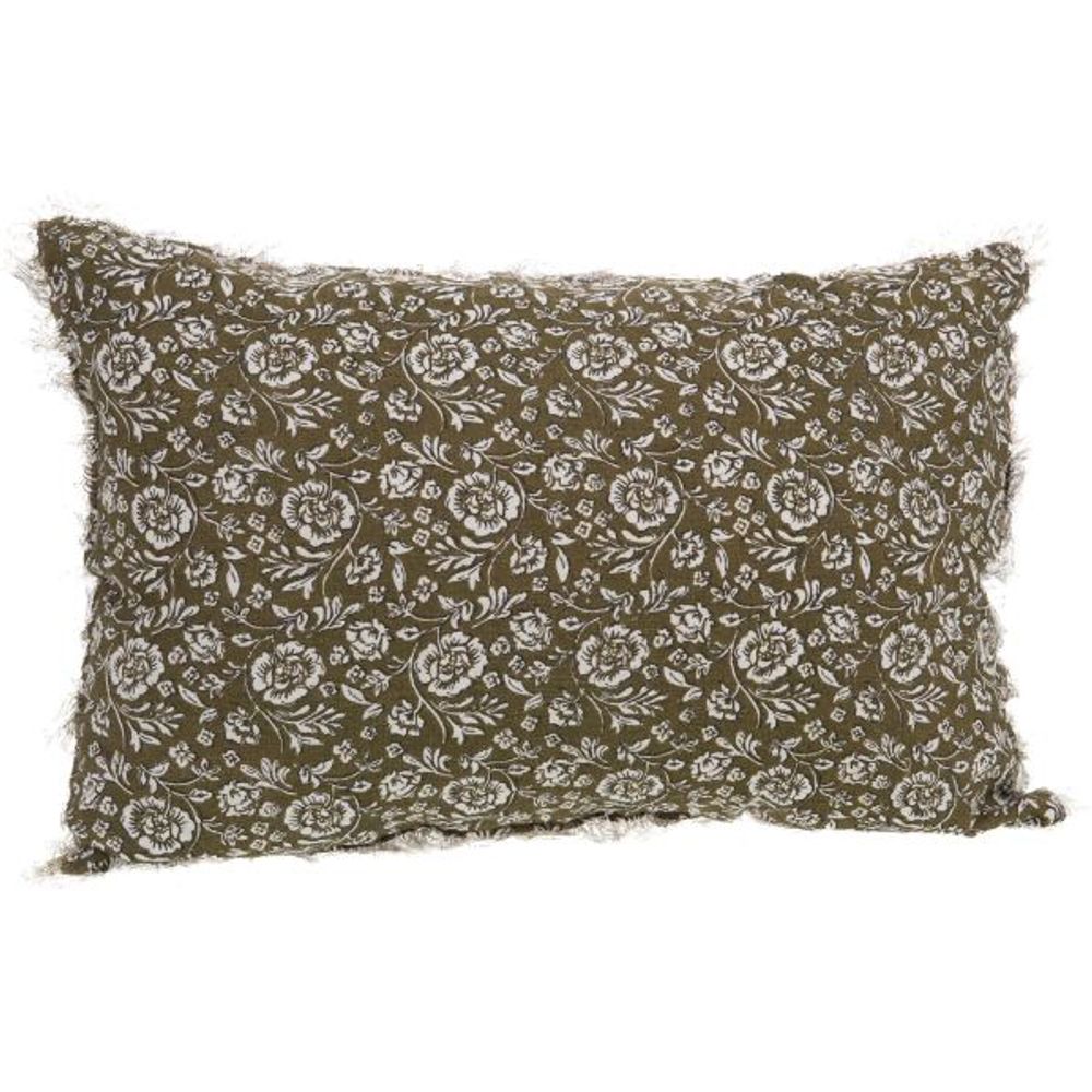 Coussin en lin à motifs capucine 40 x 60 cm vert