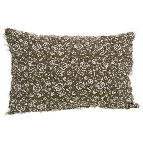 Coussin en lin à motifs capucine 40 x 60 cm vert
