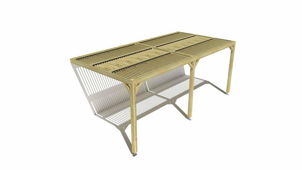 Pergola bois • 6m x 3m • adossée • sens largeur • lames orientables bioclimatiques incluses • livraison comprise