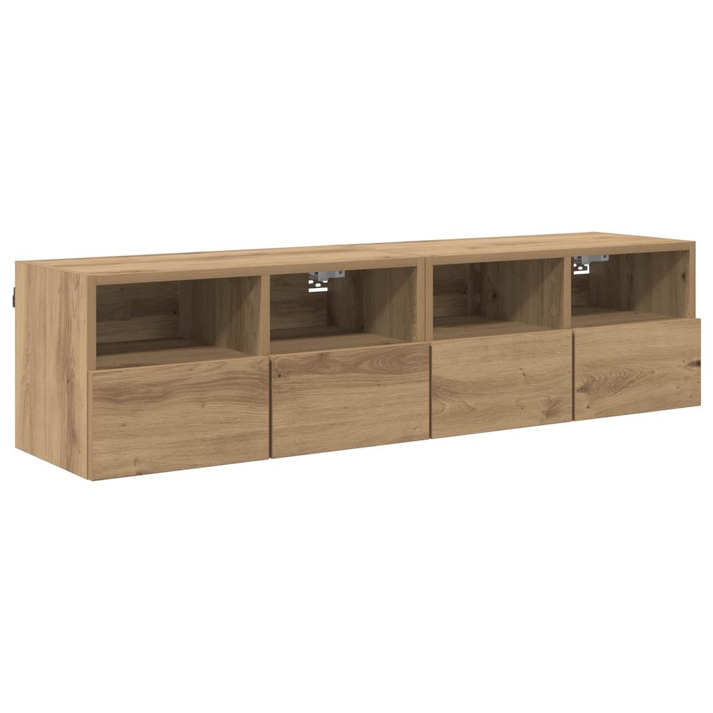 Meubles tv muraux 2 pc chêne artisanal bois d'ingénierie