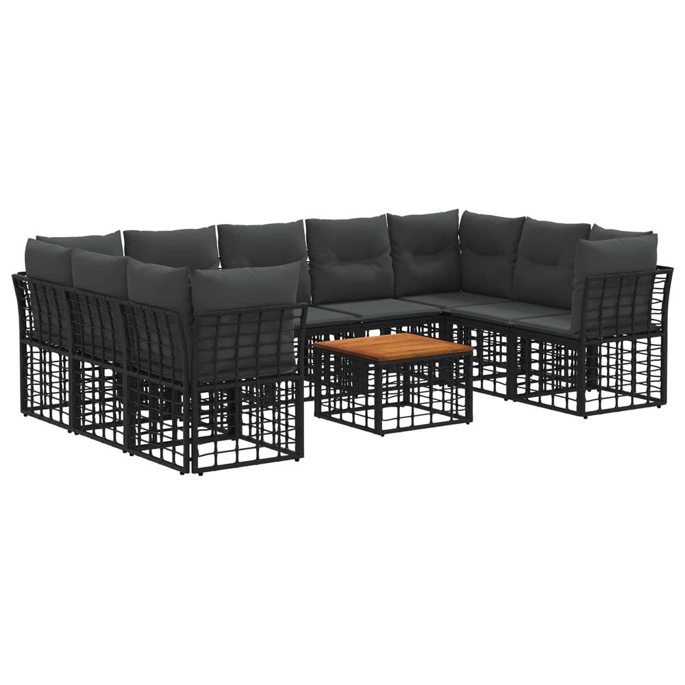 Ensemble de canapés d'extérieur 10 pc noir et gris foncé