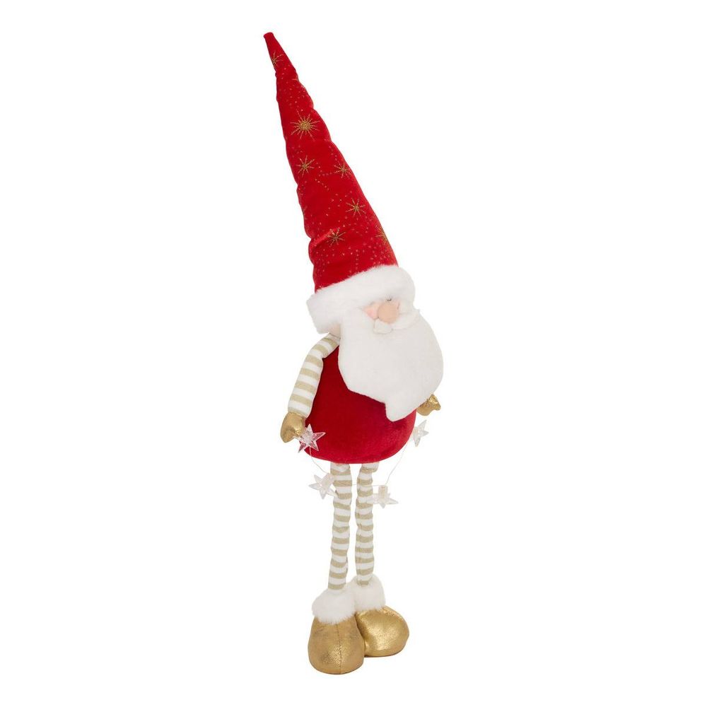 Père noël télescopique avec guirlande lumineuse led h. 73 cm