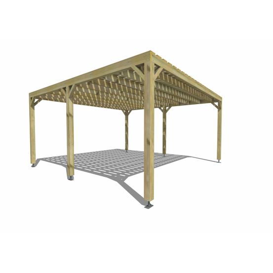 Pergola bois • 5m x 5m • indépendante • sens largeur • platelage bois • livraison comprise