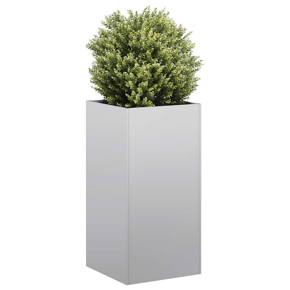 Jardinière haute acier galvanisé pour jardin balcon argent 40x40x80 cm
