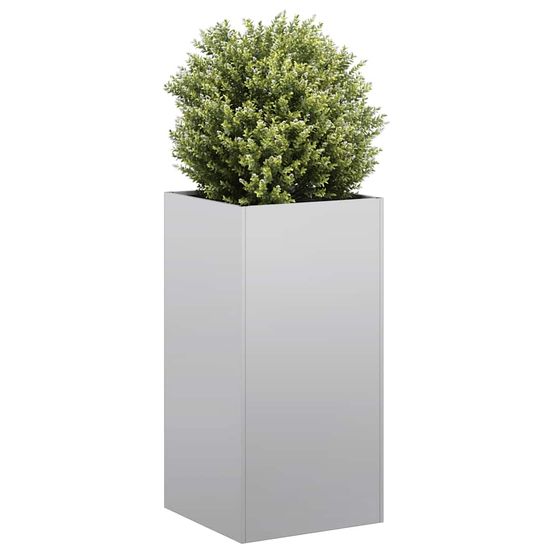 Jardinière haute acier galvanisé pour jardin balcon argent 40x40x80 cm