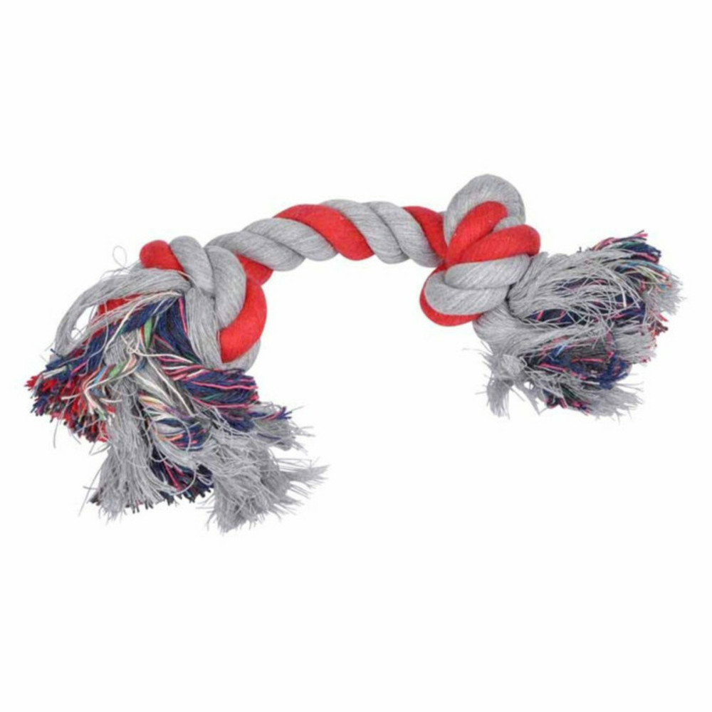 Jouet pour chien corde 2 nœuds 28cm rouge