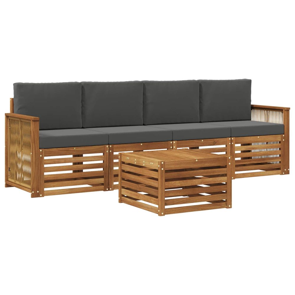 Ensemble de canapés d'extérieur 5 pc naturel et anthracite
