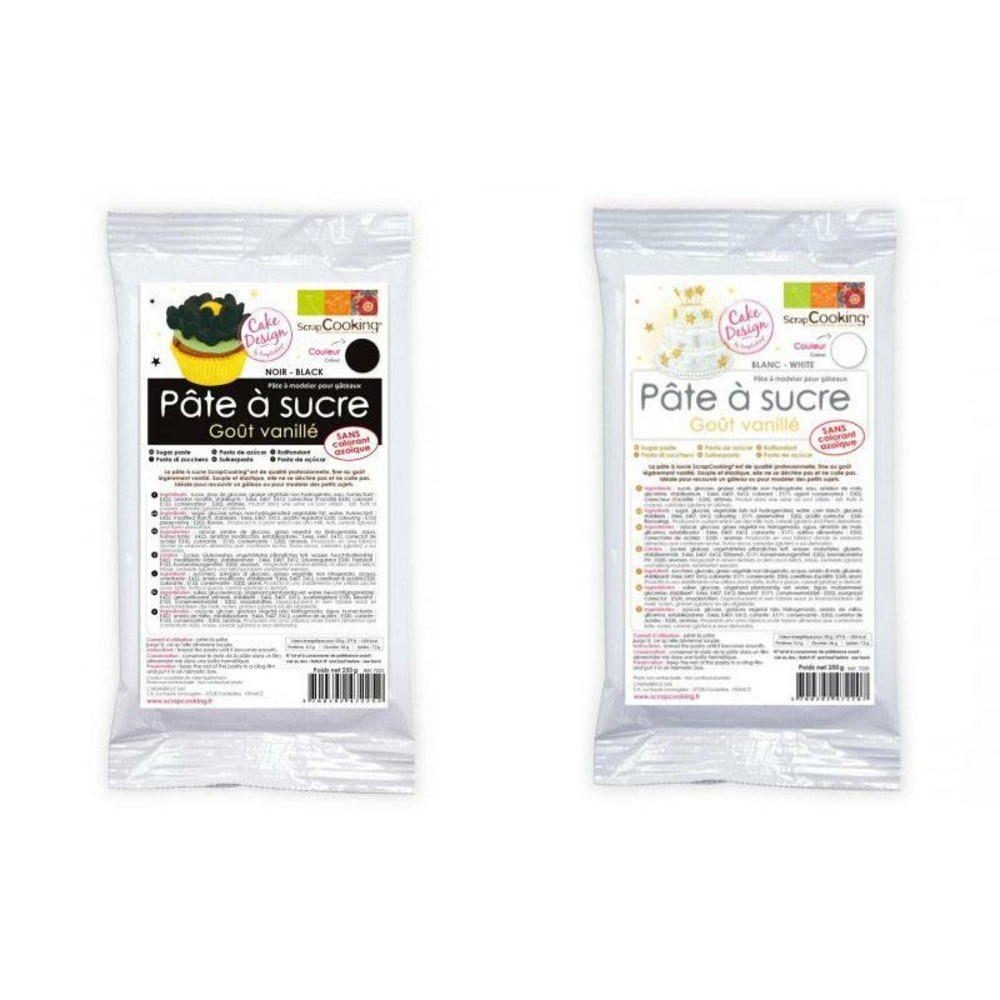 Pâte à sucre noire 250 g & blanche 250 g