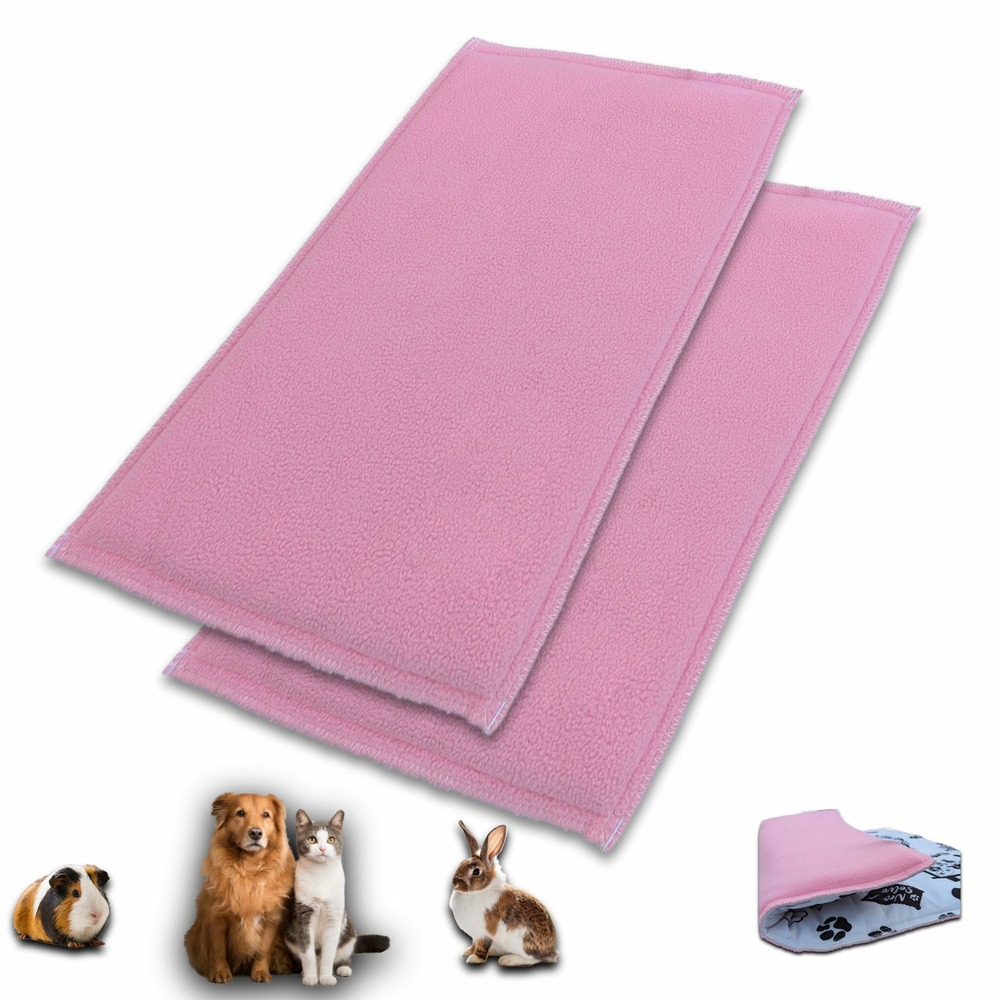 Lot de 2 - tapis pour cochon d'inde et lapin en polaire 140 x 70 cm - polaire absorbant, lavable en machine, economique