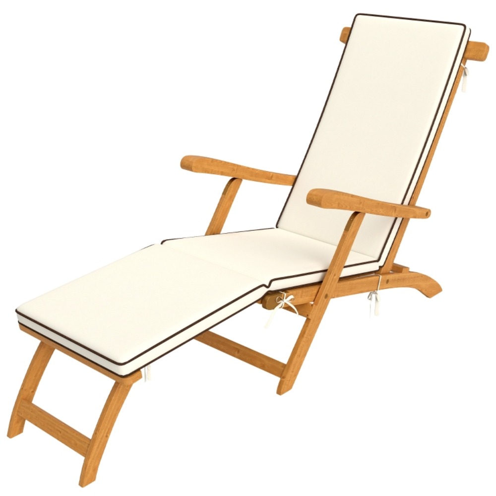 Transat en bois, pliable, avec repose-pieds et matelas, pour jardin et plage, en teck