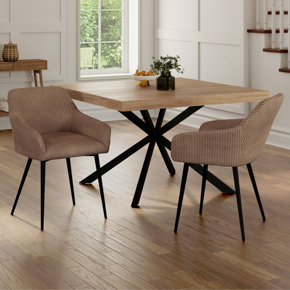 Lot de 2 chaises de salle à manger, fauteuils de table jany en velours côtelé taupe