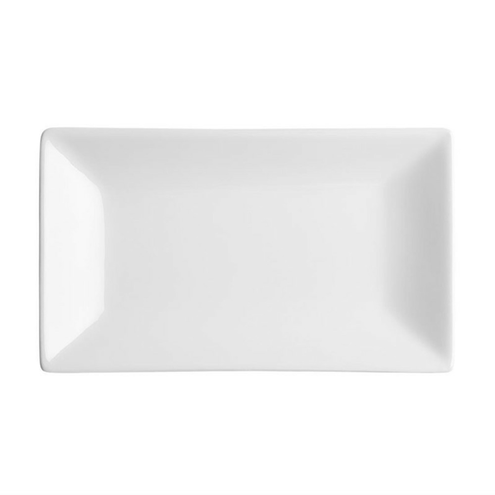 Plat rectangulaire de service en porcelaine blanche 250 x 150 mm - boite de 4 - olympia