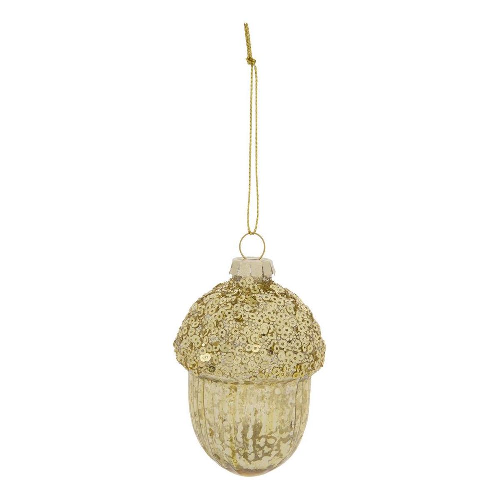 Suspension de sapin gland en verre doré 8 cm